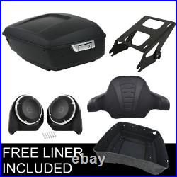 13.7 King Trunk Pad Speakers Mount Rack Fit For Harley Tour Pak Road King 14-22