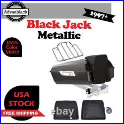 Advan Black Jack Metallic Chopped Tour Pak Pack Luggage For Harley Touring 97+