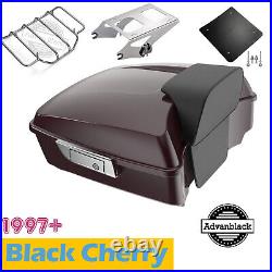 Advanblack Black Cherry Chopped Tour Pack Pak Luggage for 1997+ Harley Touring