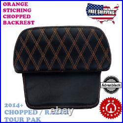 Advanblack Orange Stitching Backrest Fit Harley Razor Chopped Tour Pak 14+