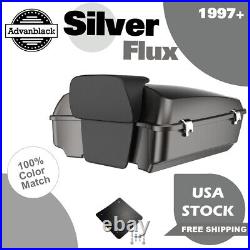 Advanblack SILVER FLUX Rushmore Chopped Tour Pack Pak Fits 97+ Harley/Softail