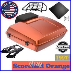Advanblack Scorched Orange Razor Tour Pak Pack Trunk Luggage Fits Harley 97+
