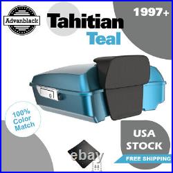 Advanblack TAHITIAN TEAL Rushmore Chopped Tour Pack Pak Fits 97+ Harley/Softail