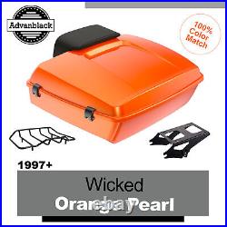 Advanblack Wicked Orange Pearl Chopped Tour Pak Pack Luggage Fits Harley 97+