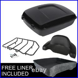 BLACK Chopped Trunk Backrest Luggage Rack Fit For Harley Tour Pak Touring 14-22