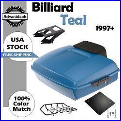 Billiard Teal Chopped Tour Pak Pack Trunk Backrest For 97+ Harley Touring