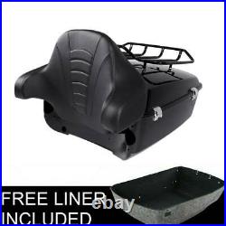 Black 13.7 King Pack Trunk Pad With Rack Fit For Harley Tour Pak Road Glide 14-20