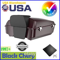 Black Cherry Chopped Tour Pack Pak Trunk Luggage Fits for Harley Road King 1997+