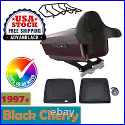 Black Cherry King Tour Pak Pack Trunk Luggage Black Hinges & Latch For Harley