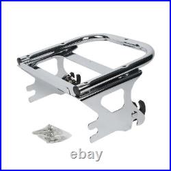 Black Chopped Pack Trunk Chrome Mount Fit For Harley Tour Pak Touring 1997-2008