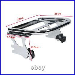 Black Chopped Pack Trunk Chrome Mount Fit For Harley Tour Pak Touring 1997-2008