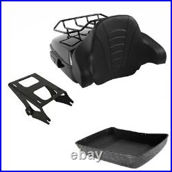 Black Chopped Pack Trunk Pad Mount Rack Fit For Harley Tour Pak Road Glide 14-23