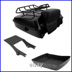 Black Chopped Pack Trunk Pad Mount Rack Fit For Harley Tour Pak Touring 1997-08