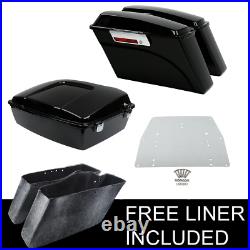 Black Chopped Pack Trunk Saddlebag Plate Fit For Harley Tour Pak Road King 97-13
