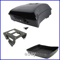 Black Chopped Pack Trunk Solo Mount Rack Fit For Harley Tour Pak Road King 14-22