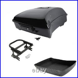 Black Chopped Pack Trunk Two Up Mount Fit For Harley Tour Pak Touring 1997-08 US
