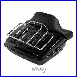 Black Chopped Trunk Backrest Luggage Rack Fit For Harley Touring Tour Pak 14-Up