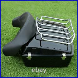 Black Chopped Trunk Backrest+Luggage Rack Fit For Harley Touring Tour Pak 97-13