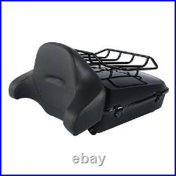 Black Chopped Trunk Backrest Luggage Rack Fits For Harley Tour-Pak Touring 14-22