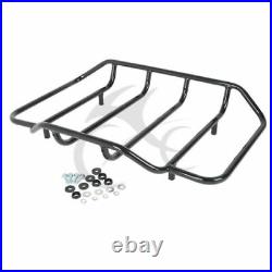 Black Chopped Trunk Backrest Luggage Rack Fits For Harley Tour-Pak Touring 14-22
