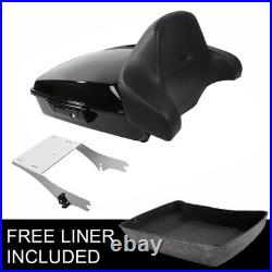 Black Chopped Trunk Backrest Mount Fit For Harley Tour Pak Touring 1997-2008 07