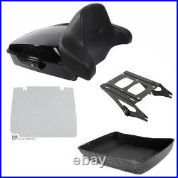 Black Chopped Trunk Backrest Mount Plate Fit For Harley Tour Pak Touring 2014-Up