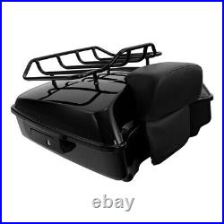 Black Chopped Trunk Backrest Pad Rack Fit For Harley Tour Pak Touring 2014-2023