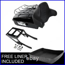 Black Chopped Trunk Backrest Rack Fit For Harley Tour Pak Heritage Classic 18-21