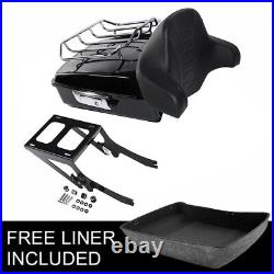 Black Chopped Trunk Backrest Rack Fit For Harley Tour Pak Heritage Classic 18-22