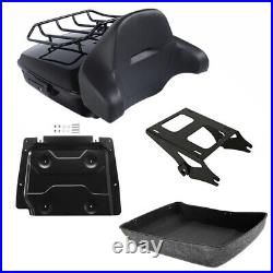 Black Chopped Trunk Backrest Two Up Mount Fit For Harley Tour Pak Touring 14-22