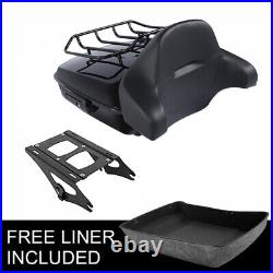 Black Chopped Trunk Backrest with Rack Fit For Harley Tour Pak Street Glide 14-22
