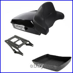 Black Chopped Trunk Pad Mount Rack Fit For Harley Tour Pak Pack Touring 14-2022