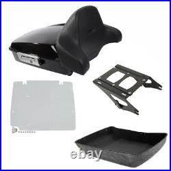 Black Chopped Trunk Two Up Mount Plate Fit For Harley Tour Pak Touring 2014-2022