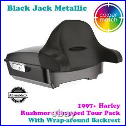 Black Jack Metallic Chopped Tour Pak Pack Wrap-around Fit Harley Road FLTRX 97+