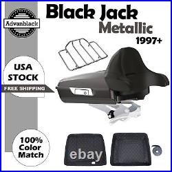 Black Jack Metallic Razor Tour Pak Pack Wrap-Around Backrest Fits 97+ Harley