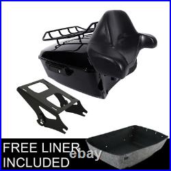 Black King Pack Trunk Pad + Mount Rack Fit For Harley Tour Pak Touring 2014-2022