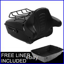 Black King Pack Trunk Solo Rack Plate Pad For Harley Tour Pak Road King 2014-Up