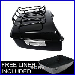 Black King Pack Trunk with Top Rack Fit For Harley Tour Pak Electra Glide 14-22 21