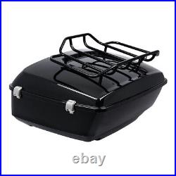 Black King Pack Trunk with Top Rack Fit For Harley Tour Pak Street Glide 2014-2022