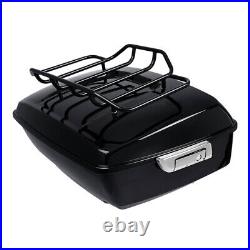 Black King Pack Trunk with Top Rack Fit For Harley Tour Pak Street Glide 2014-2022