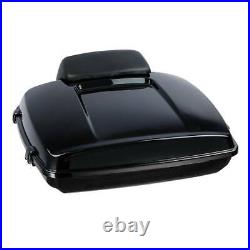 Black Razor Trunk with Backrest Pad Fit For Harley Tour Pak Pack Touring 2009-2013