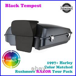 Black Tempest Razor Tour Pack Pak for 97+ Harley Street Touring FLHX FLHR FLHTK