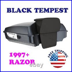 Black Tempest Tour Pack Pak Luggage Trunk Fit 1997+ Harley Road Street Touring