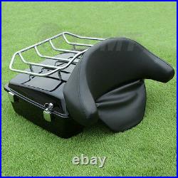 Chopped Pack Trunk Backrest Pad + Rack Fit For Harley Tour Pak Road Glide 97-13
