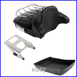 Chopped Trunk Backrest Pad Chrome Rack Fit For Harley Touring Tour Pak 2014-2022