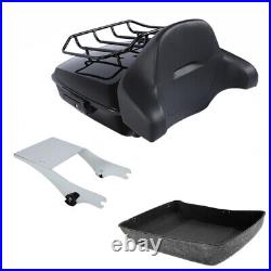 Chopped Trunk Backrest Pad Mount Rack Fit For Harley Tour Pak Road Glide 97-2008