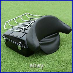 Chopped Trunk Pack with Rack Backrest Fit For Harley Tour Pak road glide 97-13 10