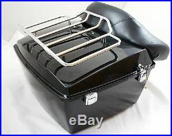 Complete Mutazu King Tour Pak Trunk with Top Rack for Harley Touring FLH FLT