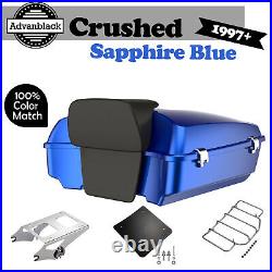 Crushed Sapphire Chopped Tour Pak Pack Luggage For 97+ Harley FLHR FLHXS FLTRX
