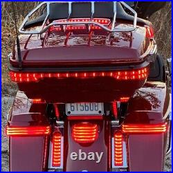 Custom Dynamics Black Red Sequential Tour Pak Back Rest LED Light Harley 14-20